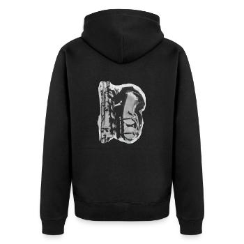 ZoffArt SAXOPHON - Unisex Premium Bio Zip Hoodie - Schwarz - Hinten - Nico (187cm)