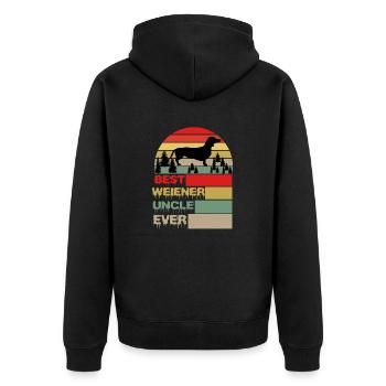 BEST WEINER UNCLE EVER GIFTS - Unisex Premium Organic Zip Hoodie - black - Back - Nico (187cm)