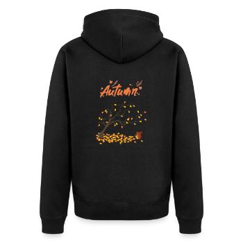 Autumn - Unisex Premium Organic Zip Hoodie - black - Back - Nico (187cm)