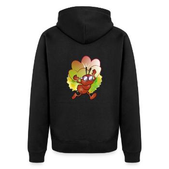 Ant with glasses carrying a flower - Unisex Premium Organic Zip Hoodie - black - Back - Nico (187cm)