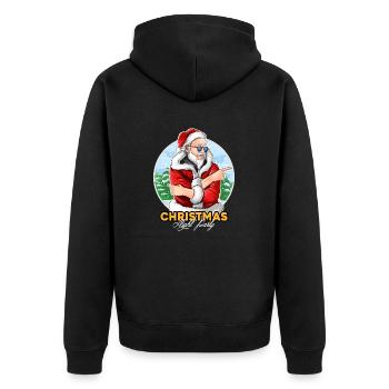 Weihnachten mal wieder - Unisex Premium Bio Zip Hoodie - Schwarz - Hinten - Nico (187cm)
