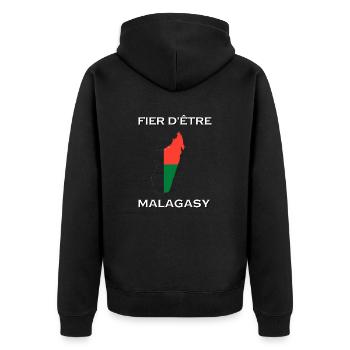 FIER D'ÊTRE MALAGASY - Veste à capuche bio Premium Unisexe - noir - Dos - Nico (187cm)