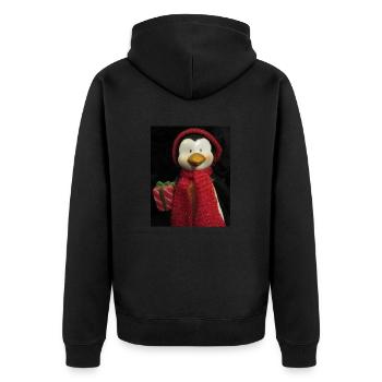 Pingouin avec chapeau, écharpe et cadeau - Veste à capuche bio Premium Unisexe - noir - Dos - Nico (187cm)