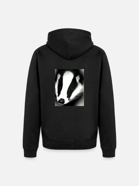 Dachs coole Porträtzeichnung - Unisex Premium Bio Zip Hoodie - Schwarz
