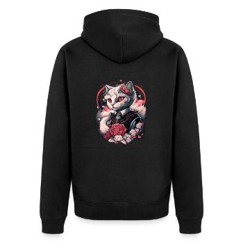 Personal Cat Servant - Valentine Cat Lady - Unisex Premium Organic Zip Hoodie - black - Back - Nico (187cm)