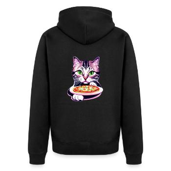 Cat Pizzeria Cat Pizza Kitten Pizza Lovers - Unisex Premium Organic Zip Hoodie - black - Back - Nico (187cm)