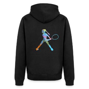 tennis,backhand,tennis player,girl,child - Unisex Premium Organic Zip Hoodie - black - Back - Nico (187cm)
