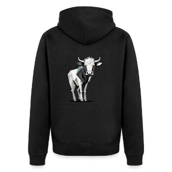 Minimalistic Cow - Unisex Premium Organic Zip Hoodie - black - Back - Nico (187cm)