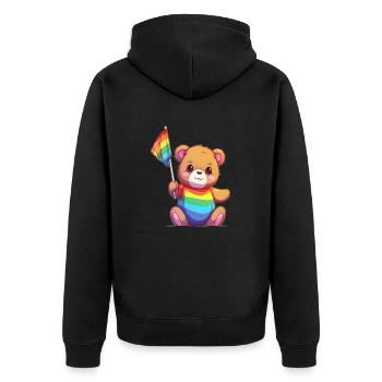 Liebe ist eine Bärennotwendigkeit - Unisex Premium Bio Zip Hoodie - Schwarz - Hinten - Nico (187cm)
