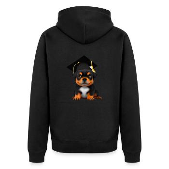 Bachelor Rottweiler Schulabschluss Hunde Studium - Unisex Premium Bio Zip Hoodie - Schwarz - Hinten - Nico (187cm)