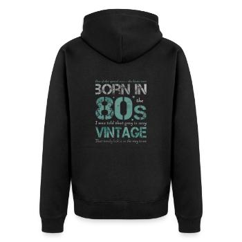 Les années quatre-vingt 80 80 - Veste à capuche bio Premium Unisexe - noir - Dos - Nico (187cm)
