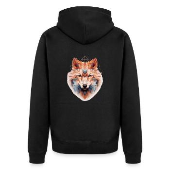 Tête de loup géométrique - Veste à capuche bio Premium Unisexe - noir - Dos - Nico (187cm)