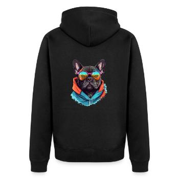 Compagnon de la ville : le fantôme du bouledogue français - Veste à capuche bio Premium Unisexe - noir - Dos - Nico (187cm)