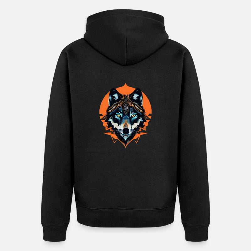 Wolf - Unisex Premium Bio Zip Hoodie - Schwarz