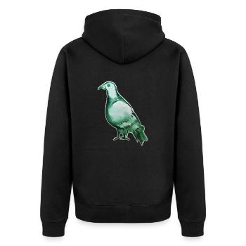 stadttaube - Unisex Premium Bio Zip Hoodie - Schwarz - Hinten - Nico (187cm)