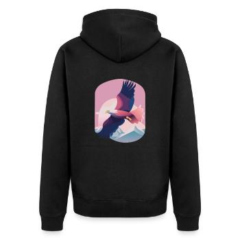 High in the Skies (Dreamy Animals Collection) - Unisex Premium Bio Zip Hoodie - Schwarz - Hinten - Nico (187cm)