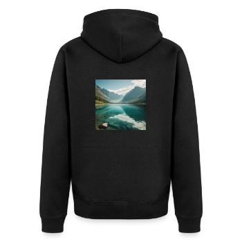 Lake - Unisex Premium Organic Zip Hoodie - black - Back - Nico (187cm)