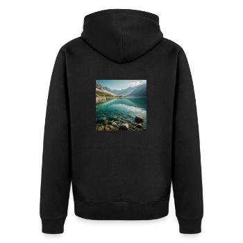 Mountain Lake Panorama - Unisex Premium Organic Zip Hoodie - black - Back - Nico (187cm)