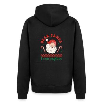 Dear Santa I Can Explain - Unisex Premium Organic Zip Hoodie - black - Back - Nico (187cm)