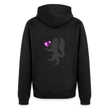 Heraldisch (schwarz/lila) - Unisex Premium Bio Zip Hoodie - Schwarz - Hinten - Nico (187cm)