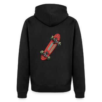 Skateboard - Unisex Premium Bio Zip Hoodie - Schwarz - Hinten - Nico (187cm)
