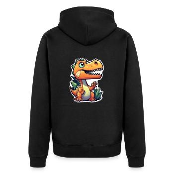 Karikatur-Dinosaurier - Unisex Premium Bio Zip Hoodie - Schwarz - Hinten - Nico (187cm)