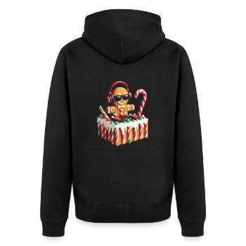 Lebkuchen-DJ-Pult Weihnachtsfeiertag Zuckerstange - Unisex Premium Bio Zip Hoodie - Schwarz - Hinten - Nico (187cm)