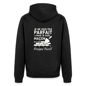 pas parfait je suis maçon chantier construction - Veste à capuche bio Premium Unisexe - noir - Dos - Nico (187cm)
