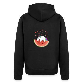 Licorne sur pastèque - Veste à capuche bio Premium Unisexe - noir - Dos - Nico (187cm)