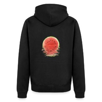 Melon Sunset - Unisex Premium Organic Zip Hoodie - black - Back - Nico (187cm)