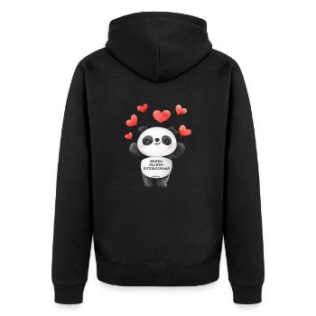 Mimikama Panda gegen Rechtsextremismus - Unisex Premium Bio Zip Hoodie - Schwarz - Hinten - Nico (187cm)
