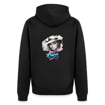 Cowboy , Pferdemädchen mit Cowboyhut - Unisex Premium Bio Zip Hoodie - Schwarz - Hinten - Nico (187cm)