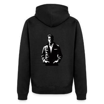 Mystère Noir : L’Homme dans l’Ombre - Veste à capuche bio Premium Unisexe - noir - Dos - Nico (187cm)