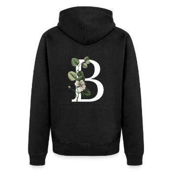 lettre b botanique vert - Veste à capuche bio Premium Unisexe - noir - Dos - Nico (187cm)