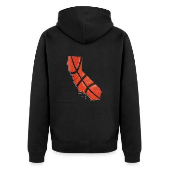 California (USA) | real basketball | Map - Unisex Premium Organic Zip Hoodie - black - Back - Nico (187cm)