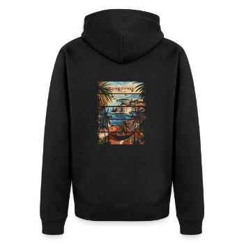 Croatia Kroatia travel summer croatia Dubrovnik - Unisex Premium Organic Zip Hoodie - black - Back - Nico (187cm)