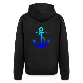 Ankermotiv blaugrün - Unisex Premium Bio Zip Hoodie - Schwarz - Hinten - Nico (187cm)