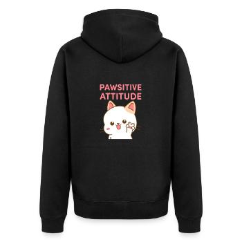 Pawsitive Attitude - Chat peace et kawaii - Veste à capuche bio Premium Unisexe - noir - Dos - Nico (187cm)
