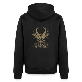 Motte Fairycore Goth Grunge Pilze - Unisex Premium Bio Zip Hoodie - Schwarz - Hinten - Nico (187cm)
