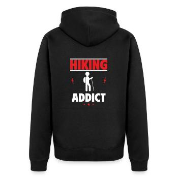 Addicted to Hiking - Unisex Premium Organic Zip Hoodie - black - Back - Nico (187cm)
