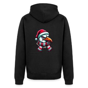 Moin Seagull Christmas - Unisex Premium Organic Zip Hoodie - black - Back - Nico (187cm)