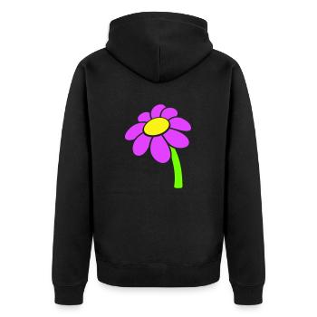 Kleine Margerite Blume Dekorativ Gelb Lila Design - Unisex Premium Bio Zip Hoodie - Schwarz - Hinten - Nico (187cm)