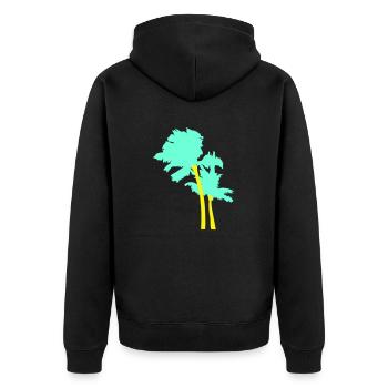 2 Palmen Insel Baum Strand Urlaub Kokosnuss Meer - Unisex Premium Bio Zip Hoodie - Schwarz - Hinten - Nico (187cm)