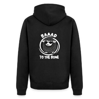 Baaad To The Bone Funny Black Sheep - Unisex Premium Organic Zip Hoodie - black - Back - Nico (187cm)