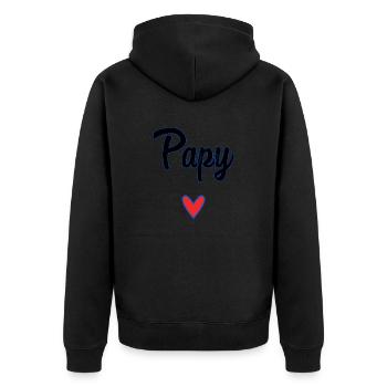 PAPY. FÊTE DES PÈRES. BONNE FÊTE PAPY. JE T'AIME. - Veste à capuche bio Premium Unisexe - noir - Dos - Nico (187cm)