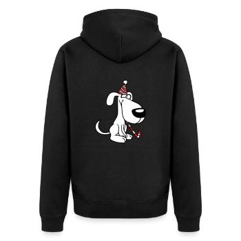 Hund Geburtstag Silvester Party Hut Feiern Tröte - Unisex Premium Bio Zip Hoodie - Schwarz - Hinten - Nico (187cm)