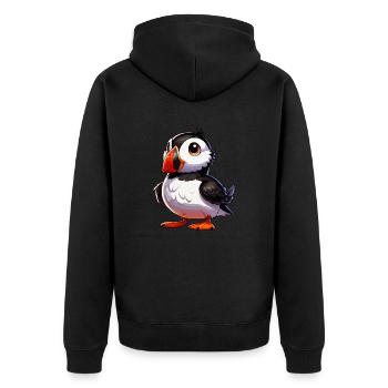 Papageitaucher - Unisex Premium Bio Zip Hoodie - Schwarz - Hinten - Nico (187cm)