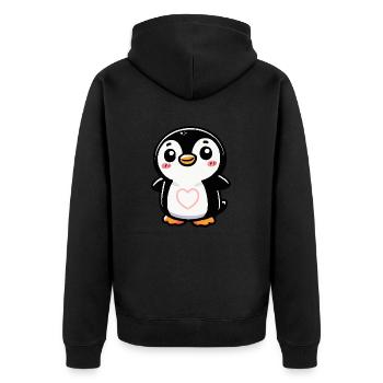 Penguin Comic Heart - Unisex Premium Organic Zip Hoodie - black - Back - Nico (187cm)