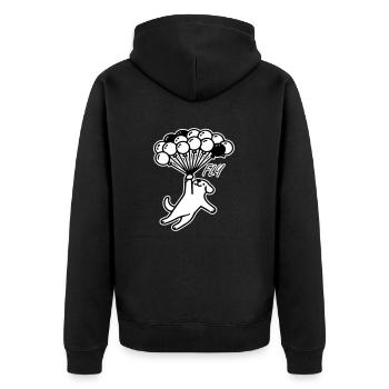 Dog flying away with balloons - Fly Design - Unisex Premium Organic Zip Hoodie - black - Back - Nico (187cm)