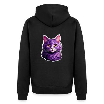 Katze modernes Design - Unisex Premium Bio Zip Hoodie - Schwarz - Hinten - Nico (187cm)
